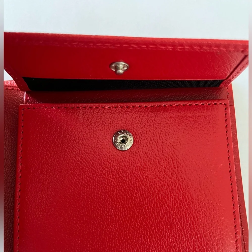 Hide K 1896 RFID Leather Bifold Wallet Red Carbon Fiber New